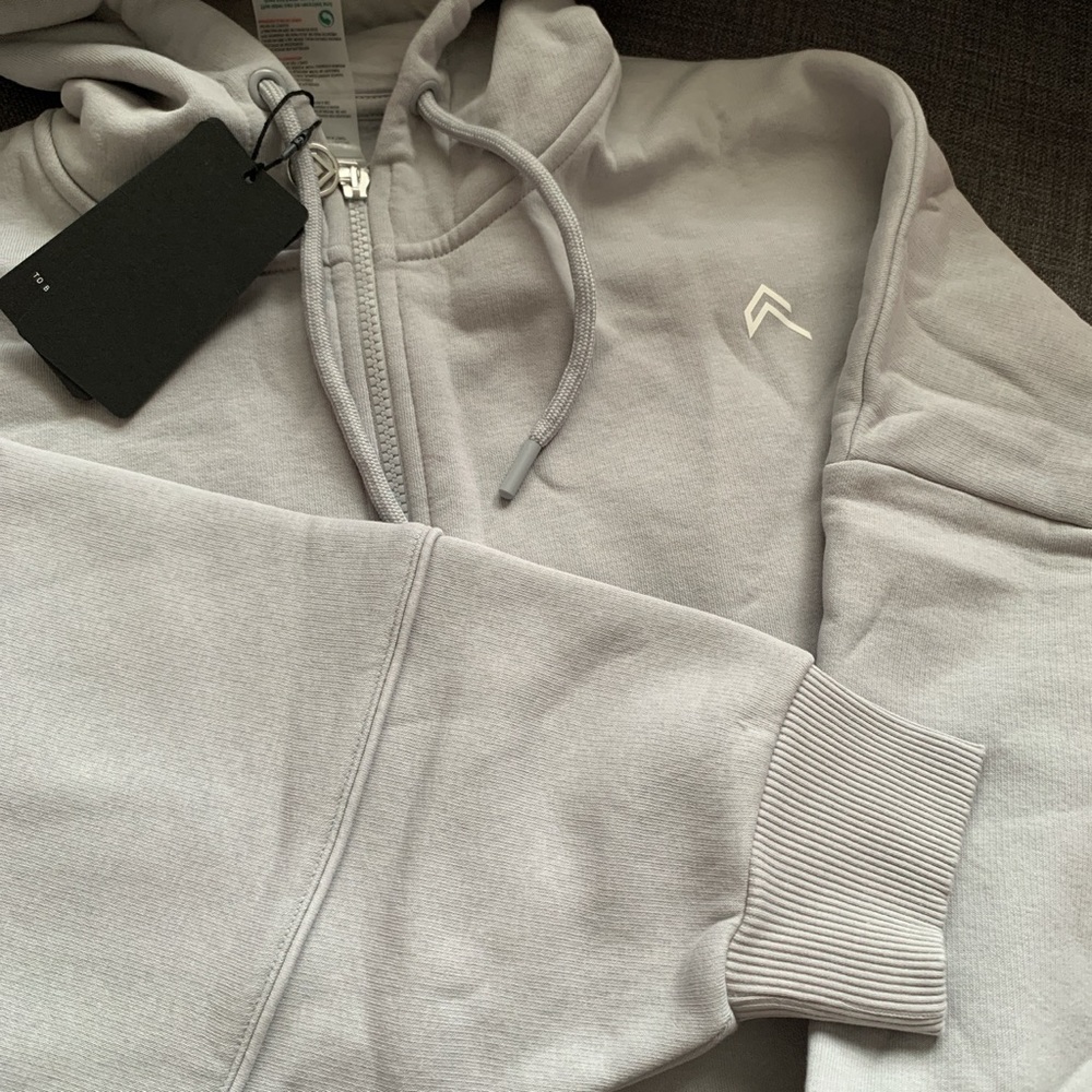 NWT Oner Active CLASSIC CROP ZIP HOODIE Grey S - Picture 7 of 9